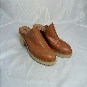 Free People Brown Leather Mules